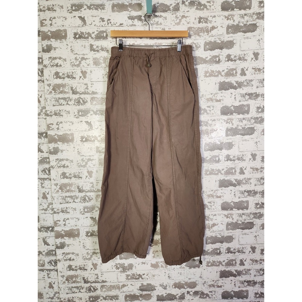 Zara Pants Womens Size Small‎ Tan Brown Canvas Wide Leg Baggy Oversize Utility
